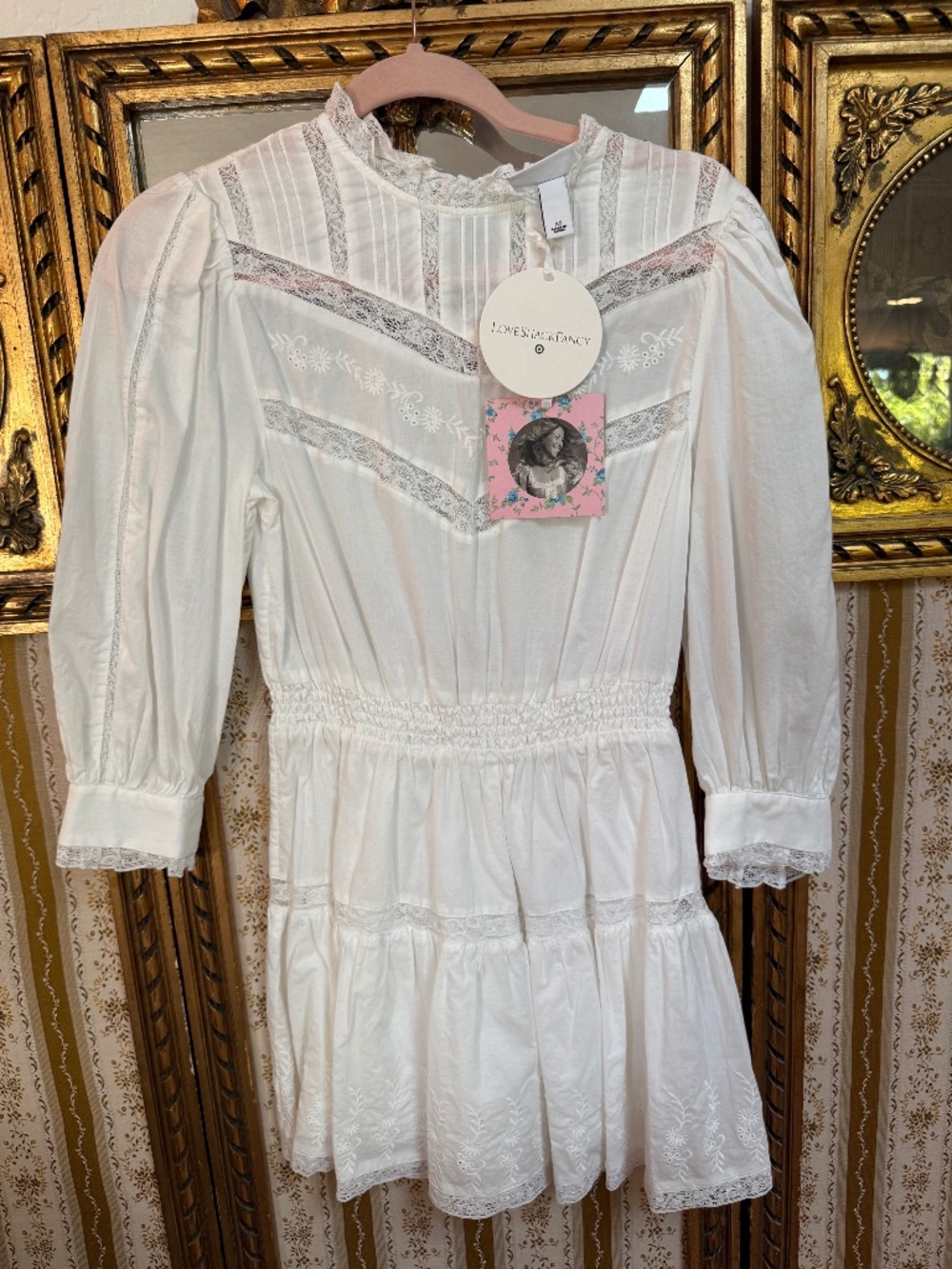 NWT LoveShackFancy x Target Talulah White Cotton Victorian Lace Floral Dress XS